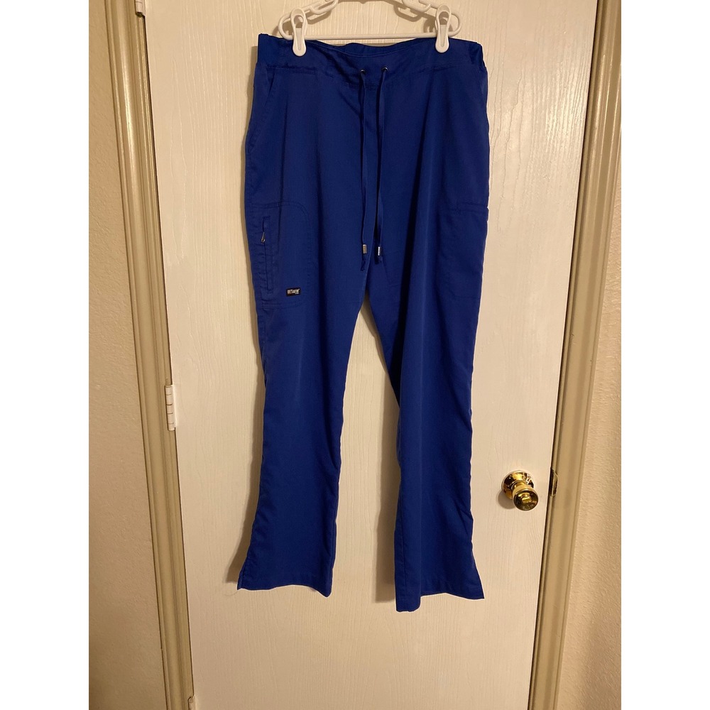 Greys Anatomy by Barco Scrub Pants Royal Blue Drawstring Cargo Medical Medium